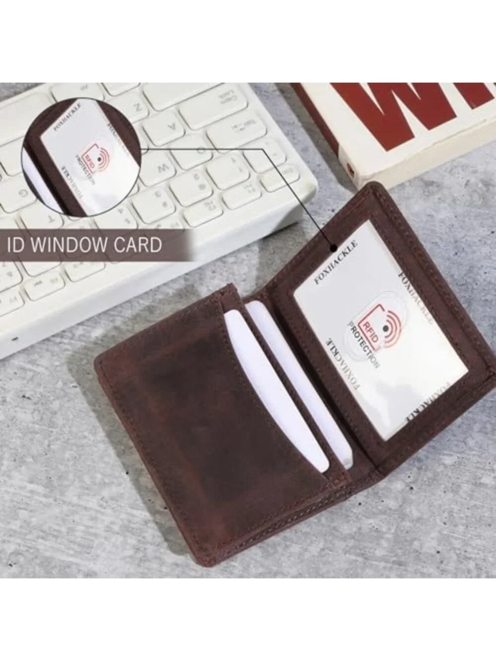 RFID Blocking Full Grain Leather Bifold Wallet for Men & Women, Compact Card